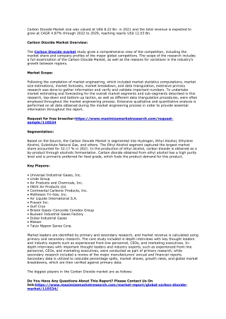 Global Industry Analysis and Forecast for Carbon Dioxide (2022-2029)