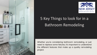 5 Key Things to look for in a Bathroom remodeling