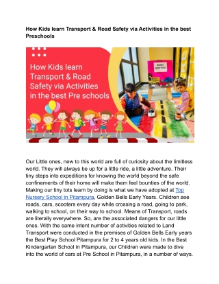 How Kids learn Transport & Road Safety via Activities in the best Preschools