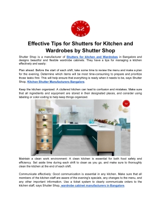 Effective Tips for Shutters for Kitchen and Wardrobes by Shutter Shop