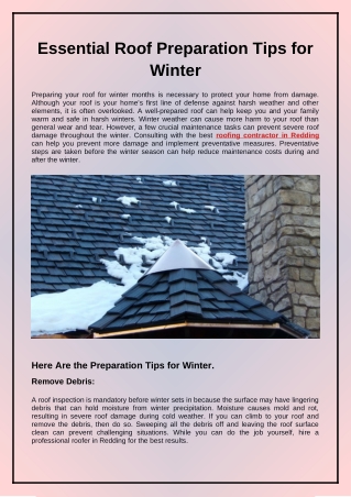 Essential Roof Preparation Tips for Winter