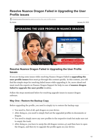 Resolve Nuance Dragon Failed in Upgrading the User Profile Issues