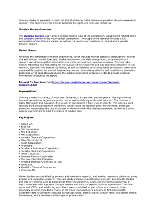 Global Industry Analysis and Forecast for the Chlorine Market (2022-2029)