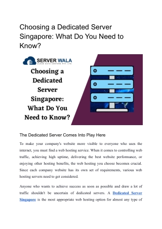 Choosing a Dedicated Server Singapore_ What Do You Need to Know_