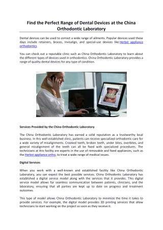 Find the Perfect Range of Dental Devices at the China Orthodontic Laboratory