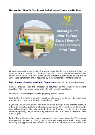Moving Out? How To Find Expert End-of-Lease Cleaners In No Time