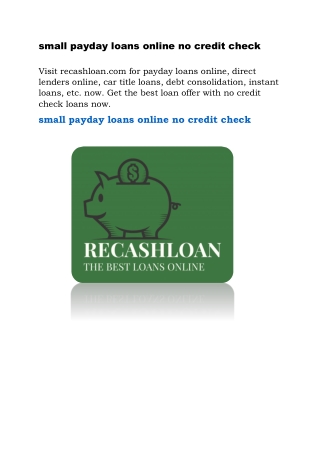 small payday loans online no credit check