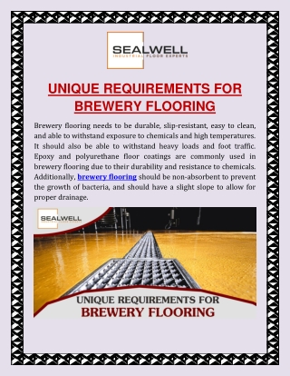 Unique Requirements For Brewery Flooring