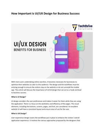 How Important is UIUX Design for Business Success