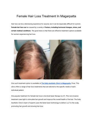 Female Hair Loss Treatment In Magarpatta
