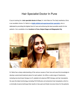 Hair Specialist Doctor In Pune