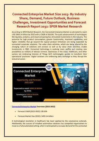 Connected Enterprise Market Size, Share Report 2022-2032: SPER Market Research