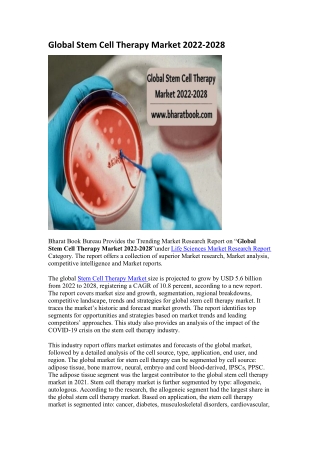 Global Stem Cell Therapy Market 2022-2028