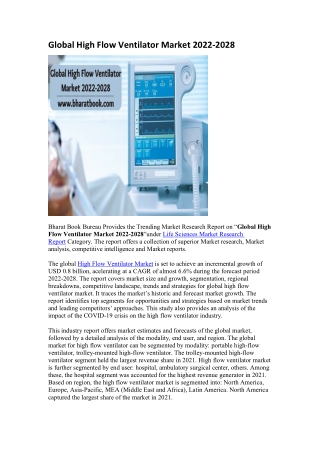 Global High Flow Ventilator Market 2022-2028