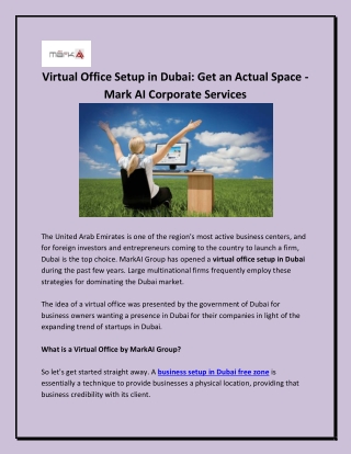 Virtual Office Setup Dubai - Mark AI Corporate Services