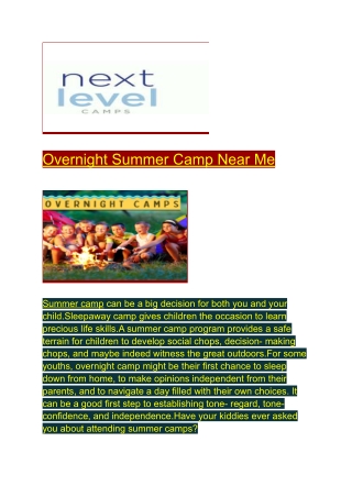 Overnight Summer Camp Near Me