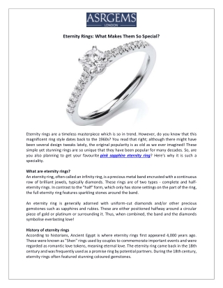 Eternity Rings: What Makes Them So Special?