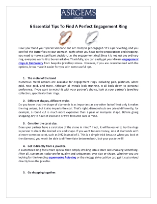 6 Essential Tips To Find A Perfect Engagement Ring