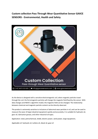 Custom collection Pass Through Wear Quantitative Sensor GAXCE SENSORS