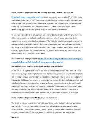 Dental Soft Tissue Regeneration Market Growing at Eminent CAGR of 7.30 by 2029