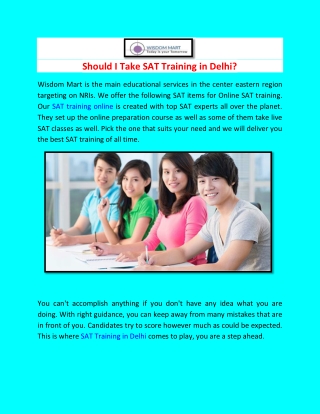 Should I Take SAT Training in Delhi