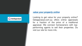 Value Your Property Online  Getappraisal.com.au
