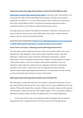 Radiosurgery Systems (Neurology Devices) Market to Reach US 2,463.94 Million by 2028
