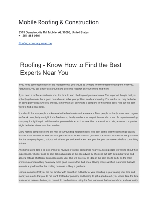 Mobile Roofing & Construction