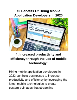 10 Benefits Of Hiring Mobile Application Developers In 2023
