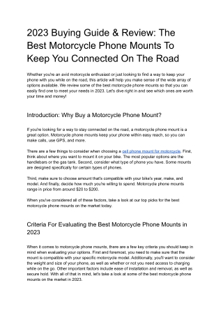 2023 Buying Guide & Review_ The Best Motorcycle Phone Mounts To Keep You Connected On The Road