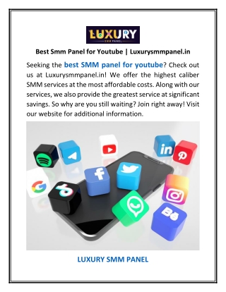 Best Smm Panel for Youtube | Luxurysmmpanel.in