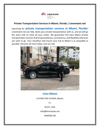 Private Transportation Services in Miami, Florida | Limomiami.net