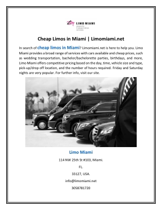 Cheap Limos in Miami | Limomiami.net