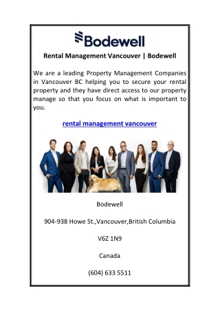 Rental Management Vancouver Bodewell