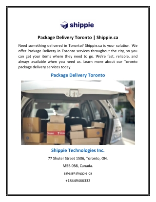 Package Delivery Toronto | Shippie.ca