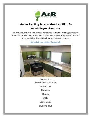 Interior Painting Services Gresham OR  Ar-refinishingservices.com