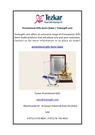 Promotional Gifts Items Dubai Tezkargift.com