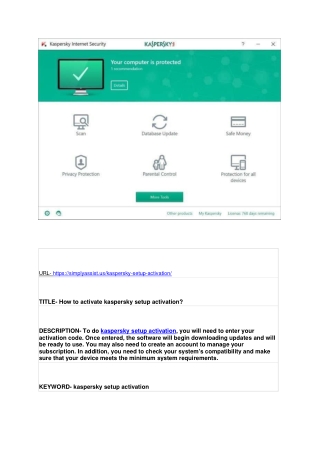 How to activate kaspersky setup activation?
