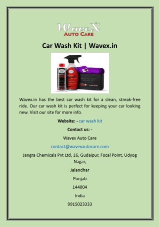 Car Wash Kit  Wavex.in