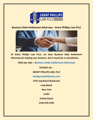 Business Debt Settlement Attorneys  Grant Phillips Law PLLC