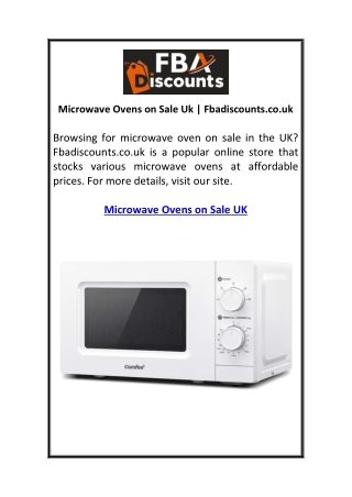 Microwave Ovens on Sale Uk Fbadiscounts.co.uk