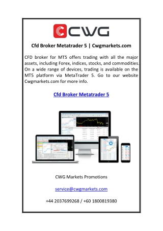 Cfd Broker Metatrader 5  Cwgmarkets.com