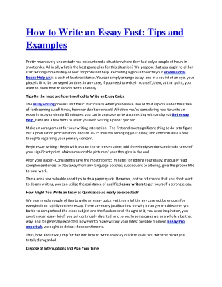 How to Write an Essay Fast