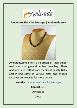 Amber Necklace for Teenager  Amberada.com