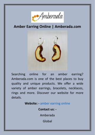 Amber Earring Online  Amberada