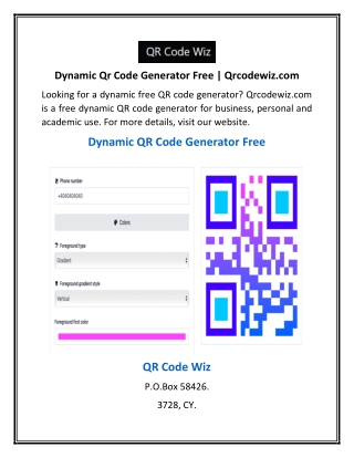 Dynamic Qr Code Generator Free | Qrcodewiz.com