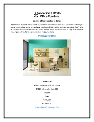 Quality Office Supplies in Dallas, Tx | Anderson & Worth Office Furniture