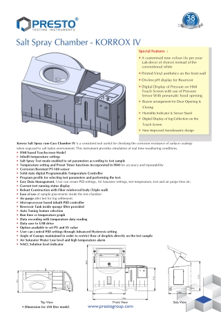 Conduct Neutral Salt Spray Tests With Presto Salt Spray Chamber