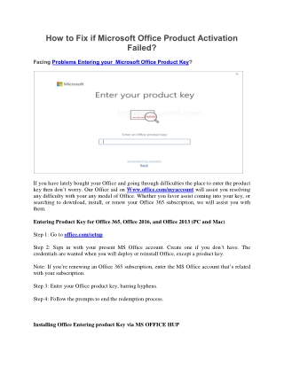 How to Fix if MS Office Product Activation Failed?