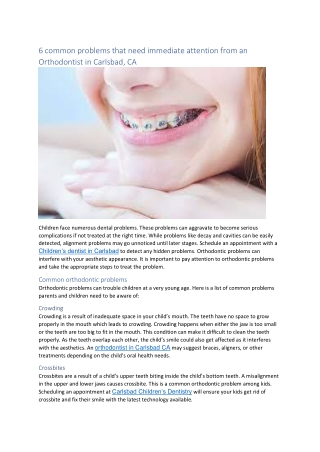6 common problems that need immediate attention from an Orthodontist in Carlsbad